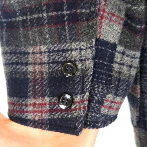 Vintage Lizwear by Liz Claiborne Petites‎ Wool Blend Plaid Blazer Jacket - Picture 8 of 16